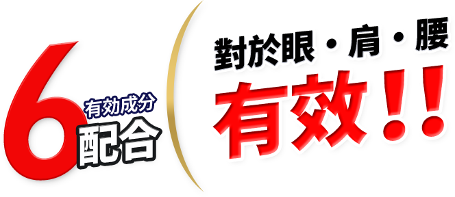 6有効成分配合 對眼、肩、腰有效!
